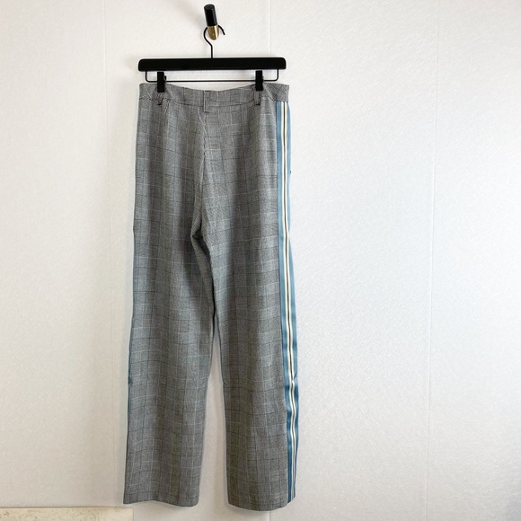 Romeo + Juliet Houndstooth Plaid Track Pants Straight Leg Dress Pants Blue Grey - Picture 4 of 6